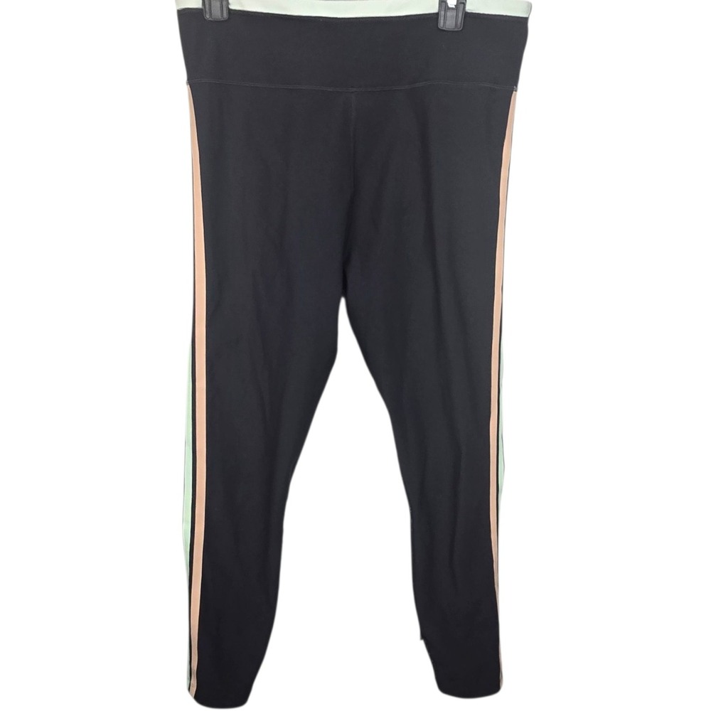 Calme‎ Womens XL Black Athleisure Leggings Side Stripe Activewear Pants Flaw